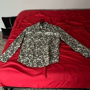 Green floral button down from Express